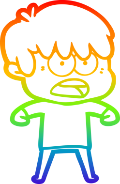 Bir insan tarafından çizilmiş endişeli bir çizgi film çocuğunun çizimi.