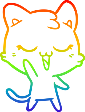 gökkuşağı gradyan çizimi mutlu çizgi film kedisi bir insan tarafından çizildi