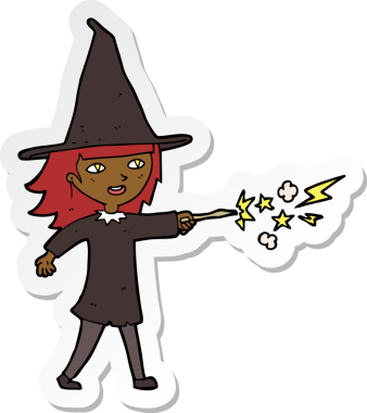 Bir insan tarafından çizilmiş bir cadı kızın çıkartması.