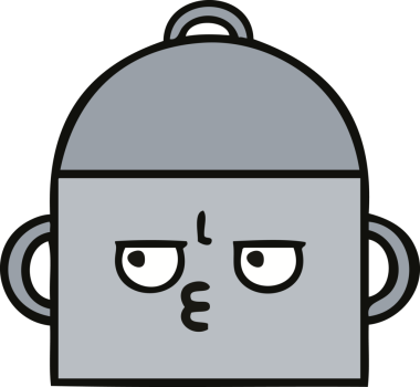 Bir insan tarafından çizilmiş güzel bir yemek tenceresi karikatürü.