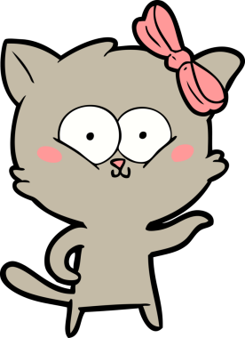 Bir insan tarafından çizilmiş çizgi film kedisi.