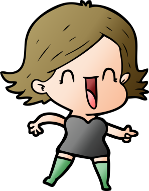 Bir insan tarafından çizilmiş gülen kadın çizgi filmi.