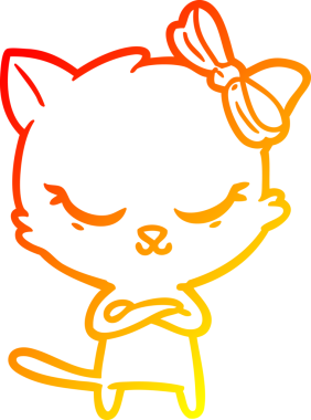 Bir insan tarafından çizilmiş sevimli bir çizgi film kedisinin sıcak çizgi çizimi