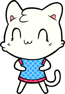 Bir insan tarafından çizilmiş mutlu bir kedi.