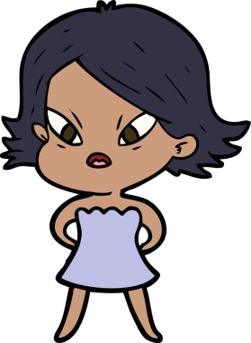 Çizgi film bir insan tarafından çizilmiş stresli kadın.