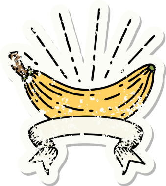 Bir insan tarafından çizilmiş eski bir muz dövmesi.