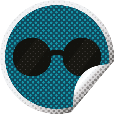 Güneş gözlüğü grafik vektör çizimi bir insan tarafından çizilmiş dairesel etiket