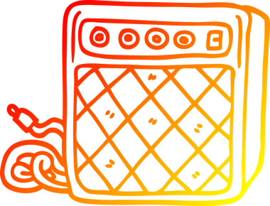 Bir insanın çizdiği çizgi film hoparlör sisteminin sıcak gradyan çizimi