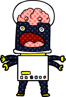 Bir insan tarafından çizilmiş çizgi film robotu