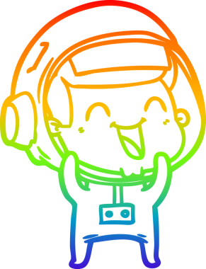 gökkuşağı gradyan çizimi mutlu bir çizgi astronot çizimi bir insan tarafından çizildi