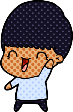 Bir insan tarafından çizilmiş mutlu çizgi film çocuğu.