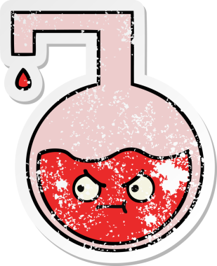 Bir insan tarafından çizilmiş sevimli bir karikatür bilim deneyinin sıkıntılı çıkartması.