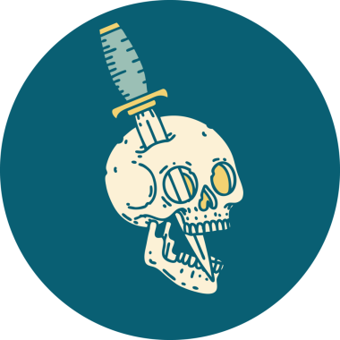 Bir insan tarafından çizilmiş bir kafatasının ikonik dövme şekli