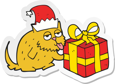 Bir insan tarafından çizilmiş bir çizgi film kedisinin çıkartması.