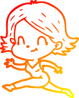 Bir insan tarafından çizilmiş, karikatür dostu bir kız çizimi.