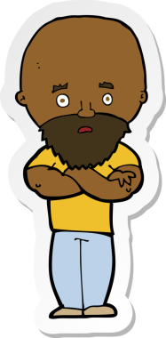 Karikatür çıkartması bir insan tarafından çizilmiş kel bir adamı şok etti.