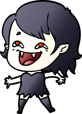 Bir insan tarafından çizilmiş gülen vampir kız çizgi filmi.