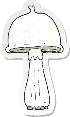 Bir insan tarafından çizilmiş karikatür mantarının gerilmiş yapıştırması.