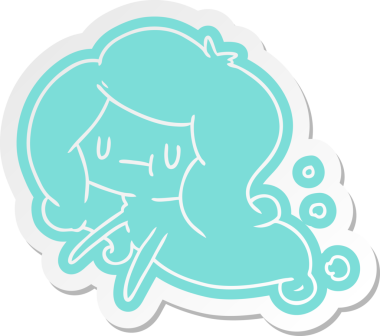 Bir insan tarafından çizilmiş sevimli bir kawai hayaletinin karikatür çıkartması.