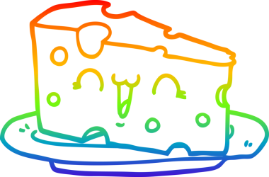 Gökkuşağı gradyan çizimi bir insan tarafından çizilmiş şirin bir çizgi film peyniri