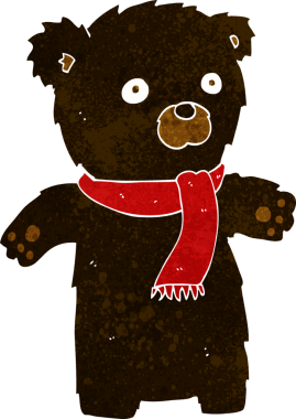 Bir insan tarafından çizilmiş şirin siyah ayı.