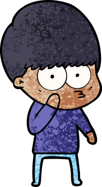 Bir insan tarafından çizilmiş tuhaf çizgi film çocuğu.