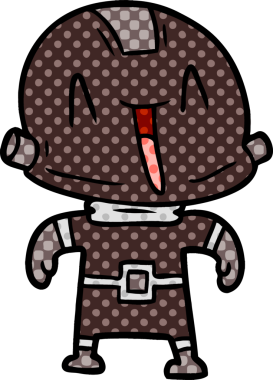 Bir insan tarafından çizilmiş çizgi film robotu