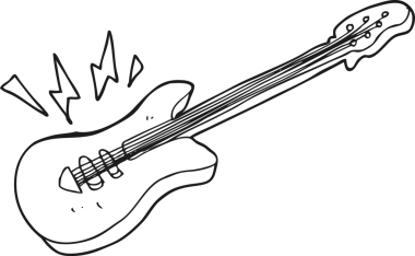 Bir insan tarafından çizilmiş siyah beyaz elektro gitar.