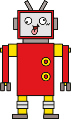 Bir insan tarafından çizilmiş çılgın bir robot çizgi filmi.