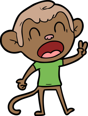 Bir insan tarafından çizilmiş bağıran çizgi maymun.