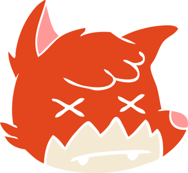 Bir insan tarafından çizilmiş düz renk çizgi film ölü tilki yüzü