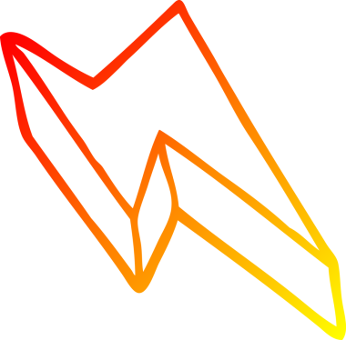 Bir insan tarafından çizilmiş dekoratif bir yıldırımın sıcak çizgi çizimi