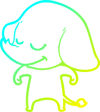 Bir insan tarafından çizilmiş gülümseyen bir filin soğuk gradyan çizimi