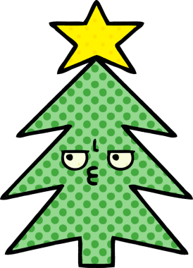 Bir insan tarafından çizilmiş bir Noel ağacının çizgi romanı.