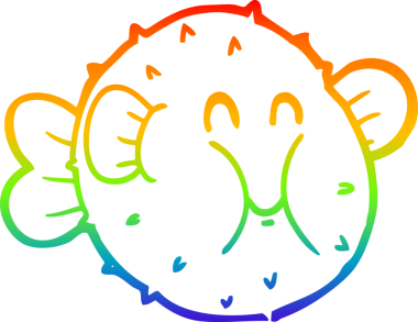 gökkuşağı gradyan çizgi çizimi bir insan tarafından çizilmiş kirpi balığı