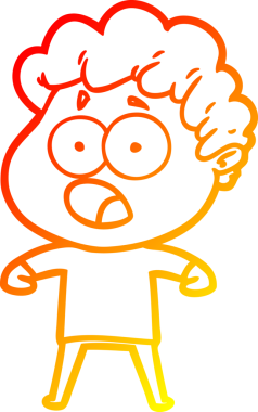 Bir insan tarafından şaşırtılarak çizilen çizgi film karakterinin sıcak çizgi çizimi.