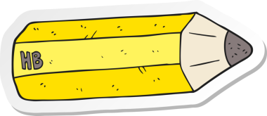 Bir insan tarafından çizilmiş karikatür kalemi çıkartması.