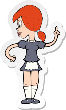 Bir insan tarafından çizilmiş bir çizgi film garsonunun çıkartması.