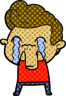 Bir insan tarafından çizilmiş ağlayan çizgi film adamı.