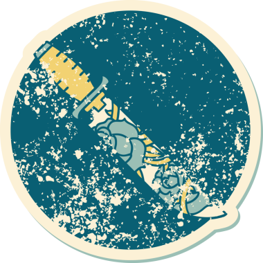 Bir hançerin ve bir insanın çizdiği çiçeklerin sembolik dövmesi.