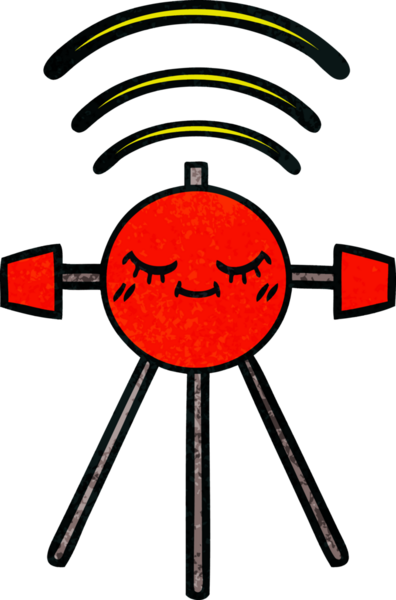 Bir insan tarafından çizilmiş bir uydunun retro grunge desen karikatürü