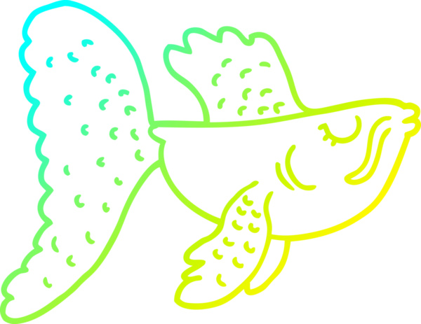 Bir insan tarafından çizilmiş Çin dövüş balığının soğuk gradyan çizimi.