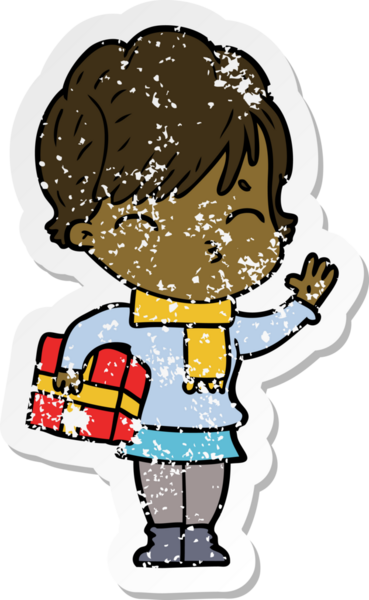 Bir insan tarafından çizilmiş bir karikatür kadının sıkıntılı çıkartması.