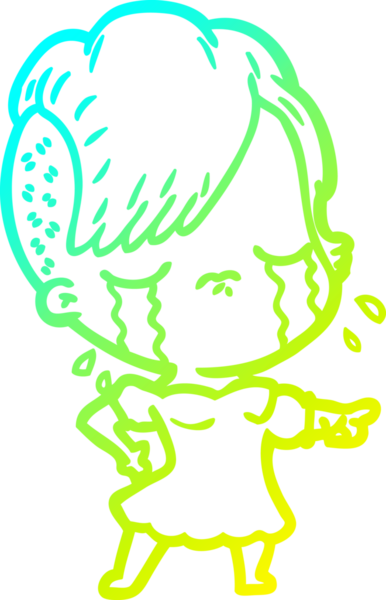 Bir insan tarafından çizilmiş ağlayan bir çizgi film kızı çizimi.