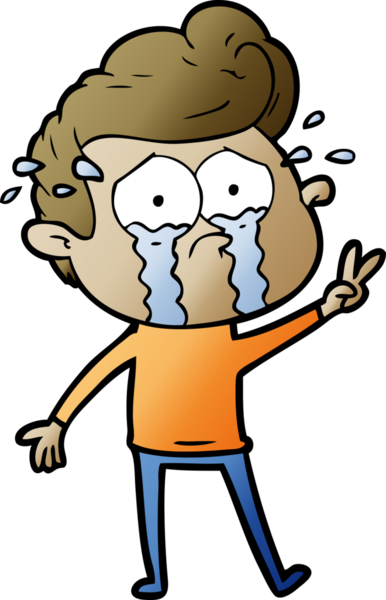 Bir insan tarafından çizilmiş ağlayan bir karikatür.