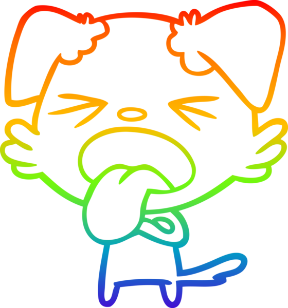 Gökkuşağı gradyan çizgi çizimi bir insan tarafından çizilmiş iğrenç bir köpek.