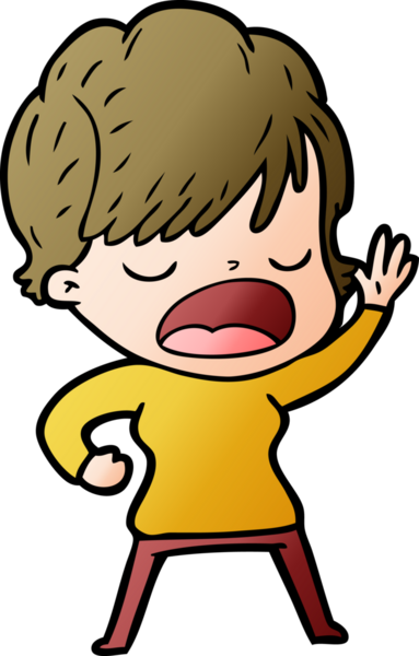 Bir insan tarafından çizilmiş bir karikatür kadın konuşuyor.