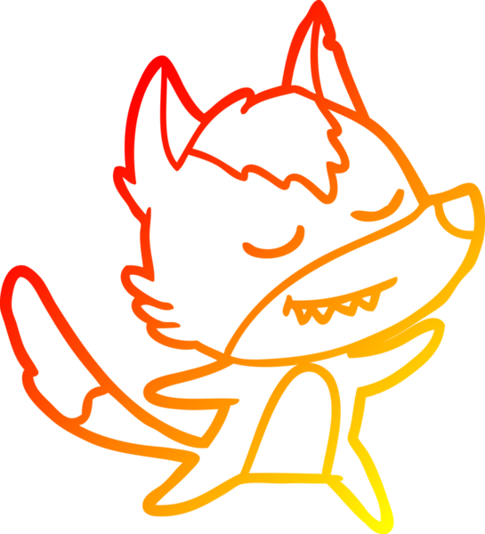 Bir insan tarafından çizilmiş, dost canlısı bir kurt çizgi filminin çizimi.