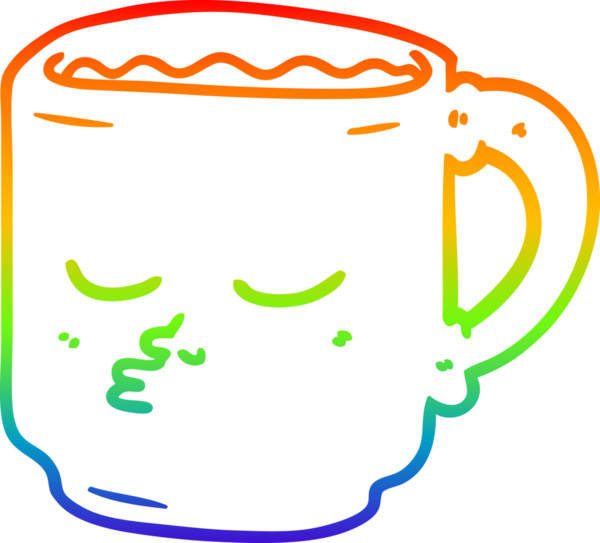 gökkuşağı gradyan çizgi çizimi bir insan tarafından çizilmiş bir kahve kupası