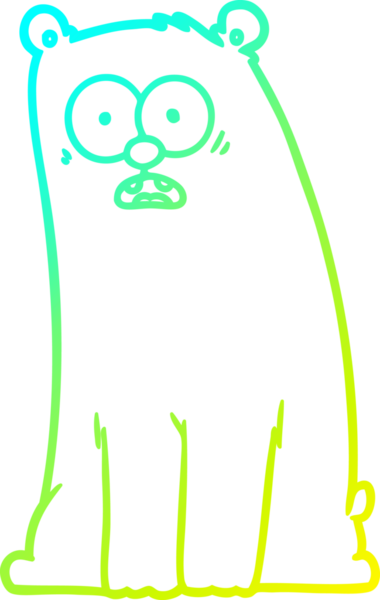 Bir çizgi filmin soğuk gradyan çizimi bir insan tarafından çizilmiş sürpriz bir ayı.